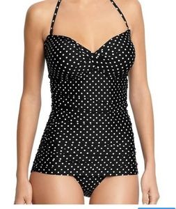 B&W polka dot control max bandeau swimsuit